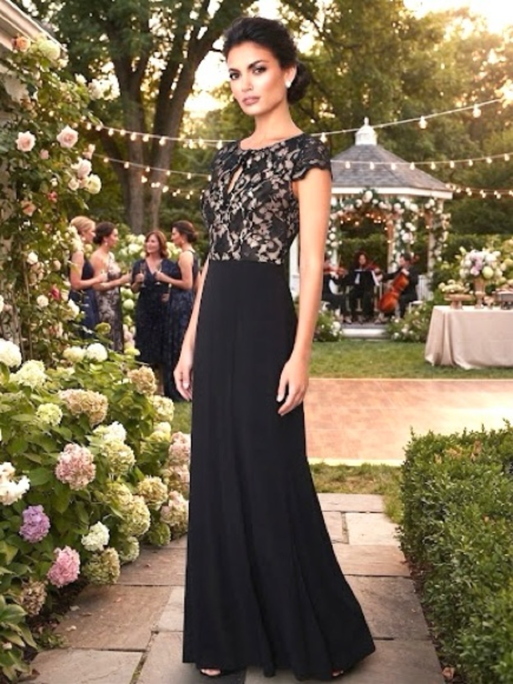 Eliza J Black Lace Bodice Maxi Dress 8